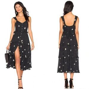 Free People Daisy Chain Midi Dress in Black Combo Sz S #191D